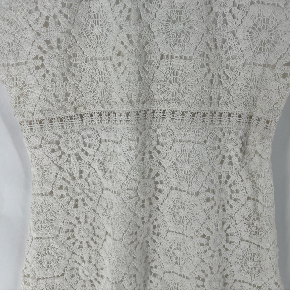 Open Edit White Lace Crochet High Neck Halter A-Line Mini Cocktail Dress Size L - Picture 6 of 14